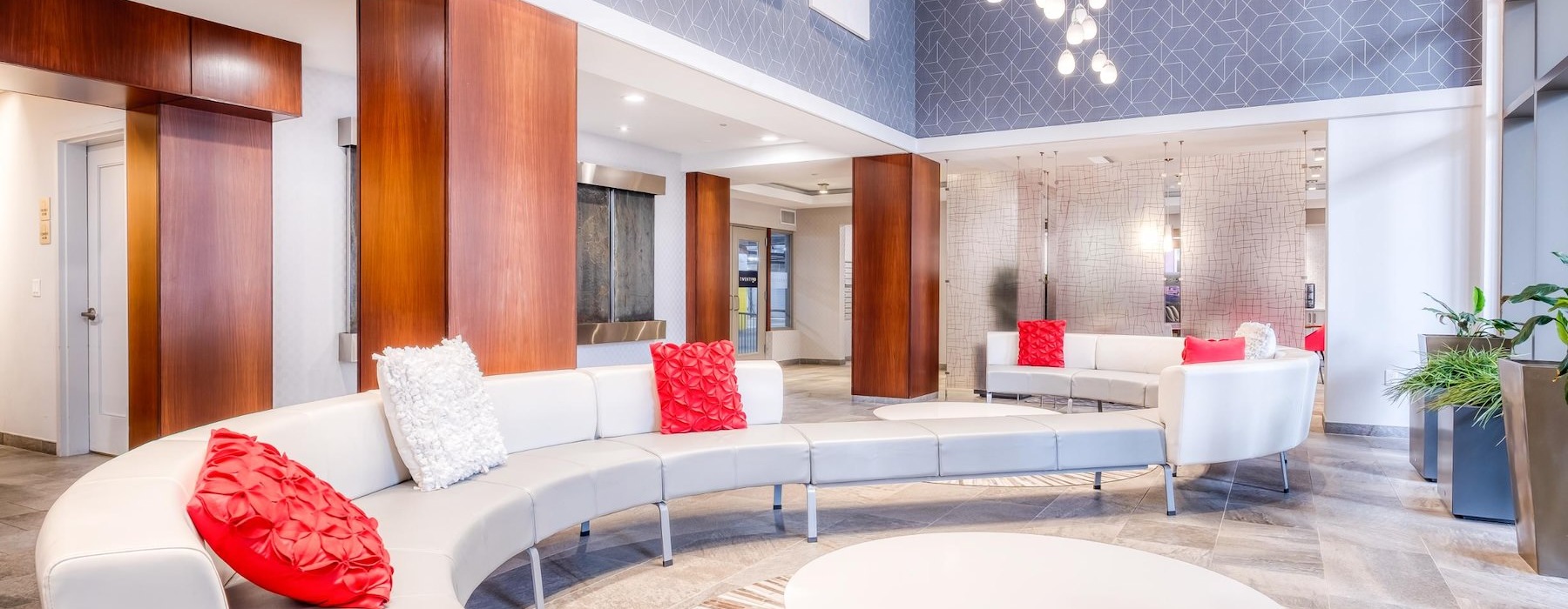 a room with a couch and a table