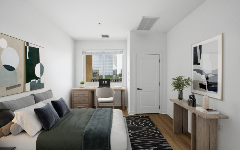 Bedroom with work from home desk