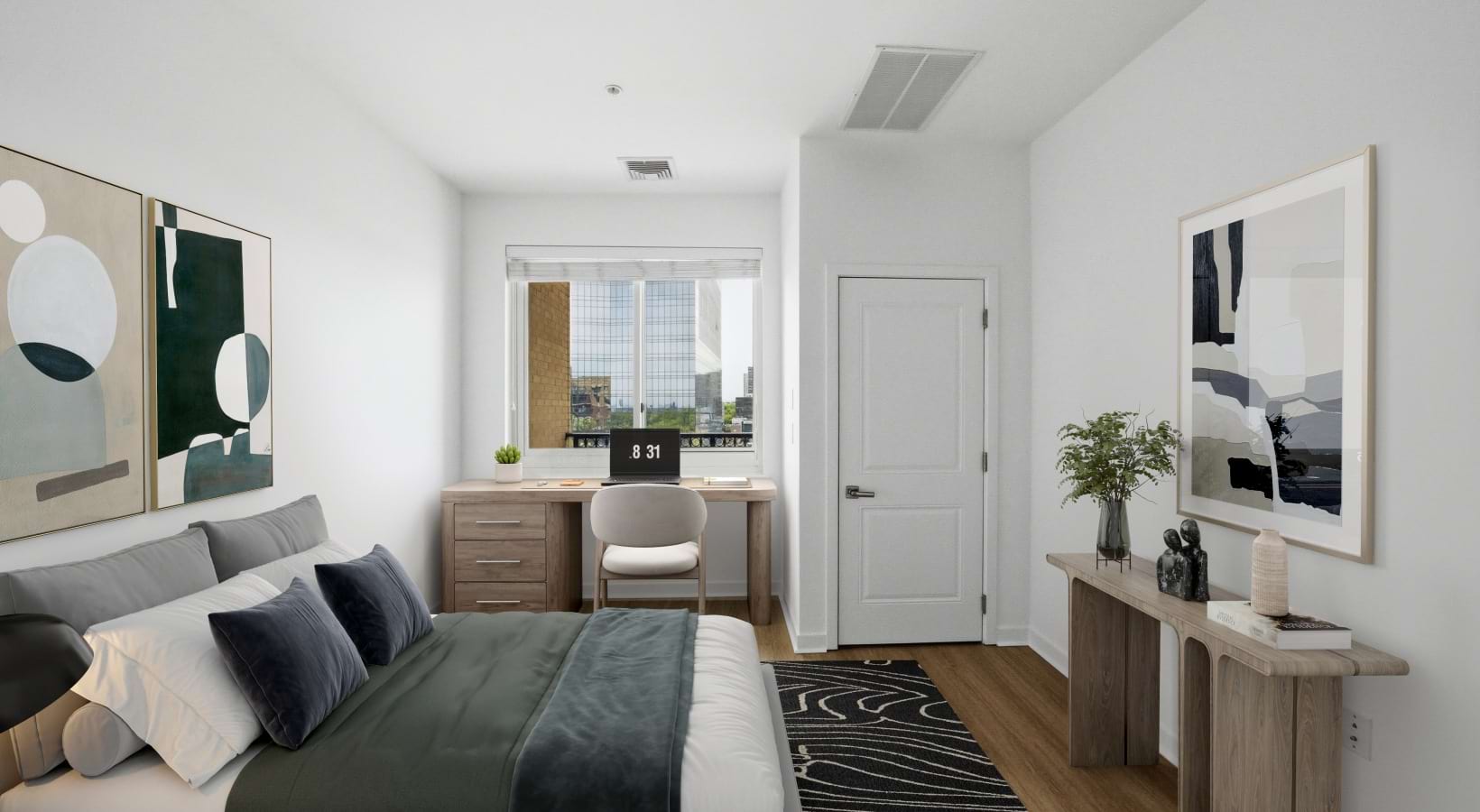 Bedroom with work from home setup